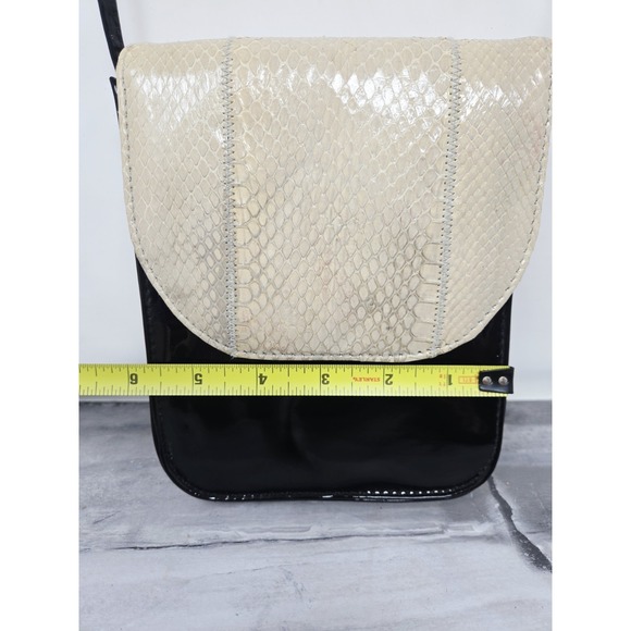 Vintage Morgan Taylor White Black Snakeskin Leather Bag Embellishment - Picture 7 of 10